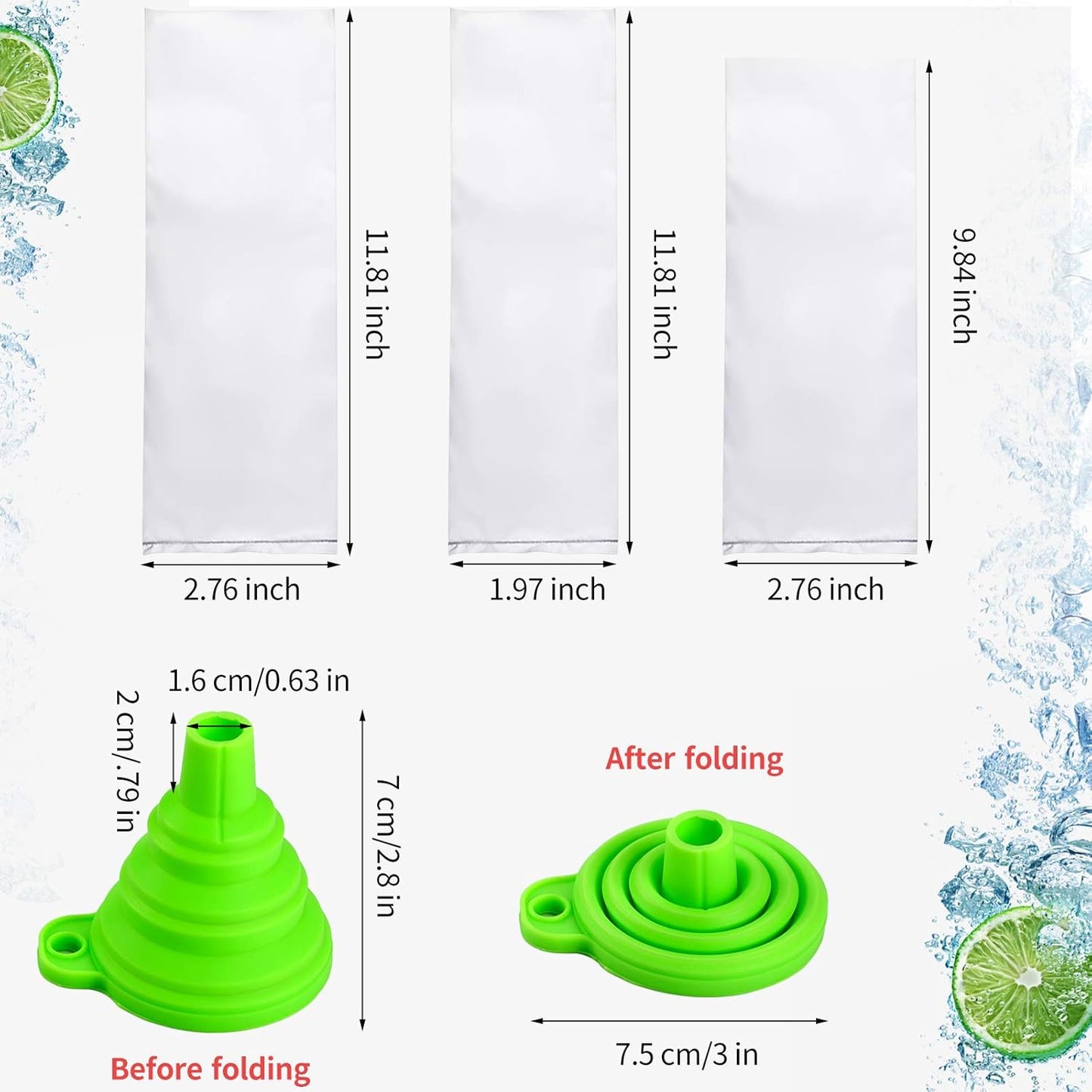 Funda de Helado (3 x 12) (2 x 12) (3 x 10) pulgadas Paquete de 50 unidade
