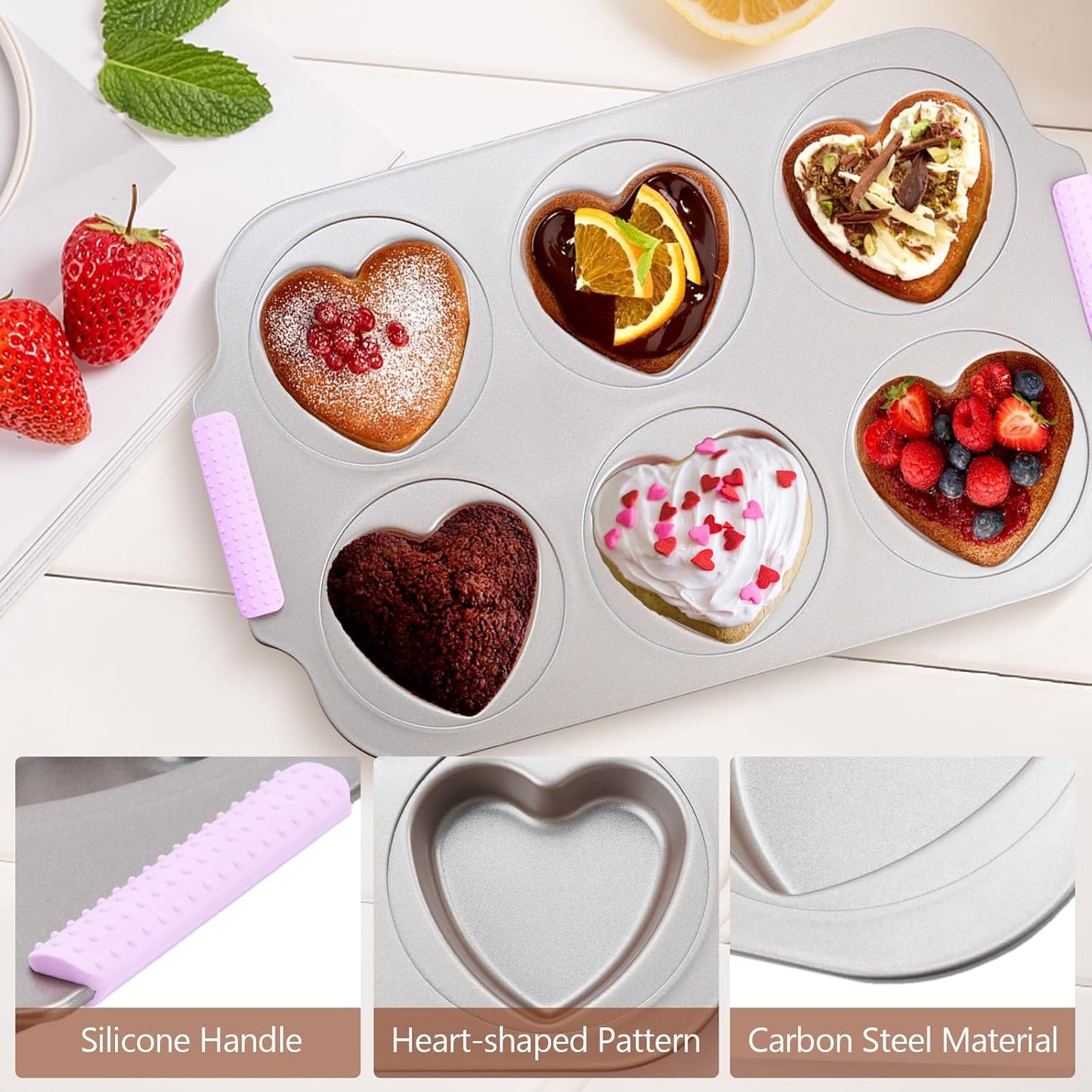 Molden Para Pastele de Forma de Corazon 6 Cavidades