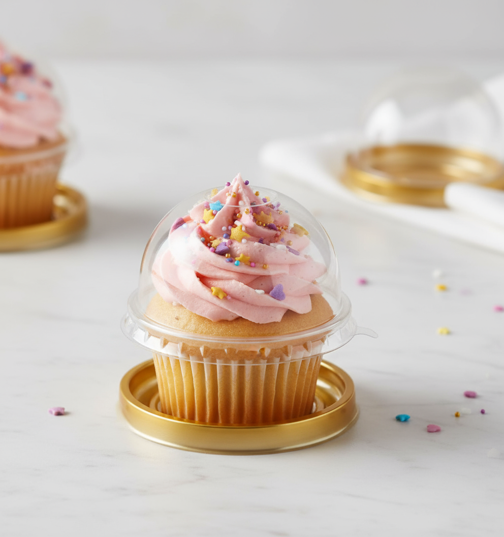 Cupcake rosa con sprinkles