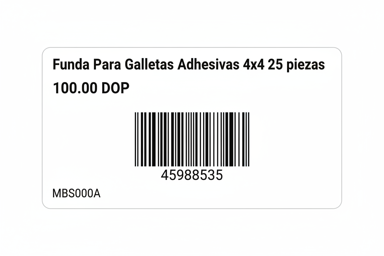 Etiqueta para Funda Para Galletas Adhesivas con código de barras