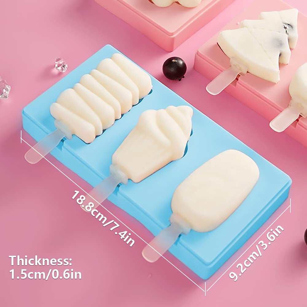 Molden de Paletas de 3 Cavidades de Silicona