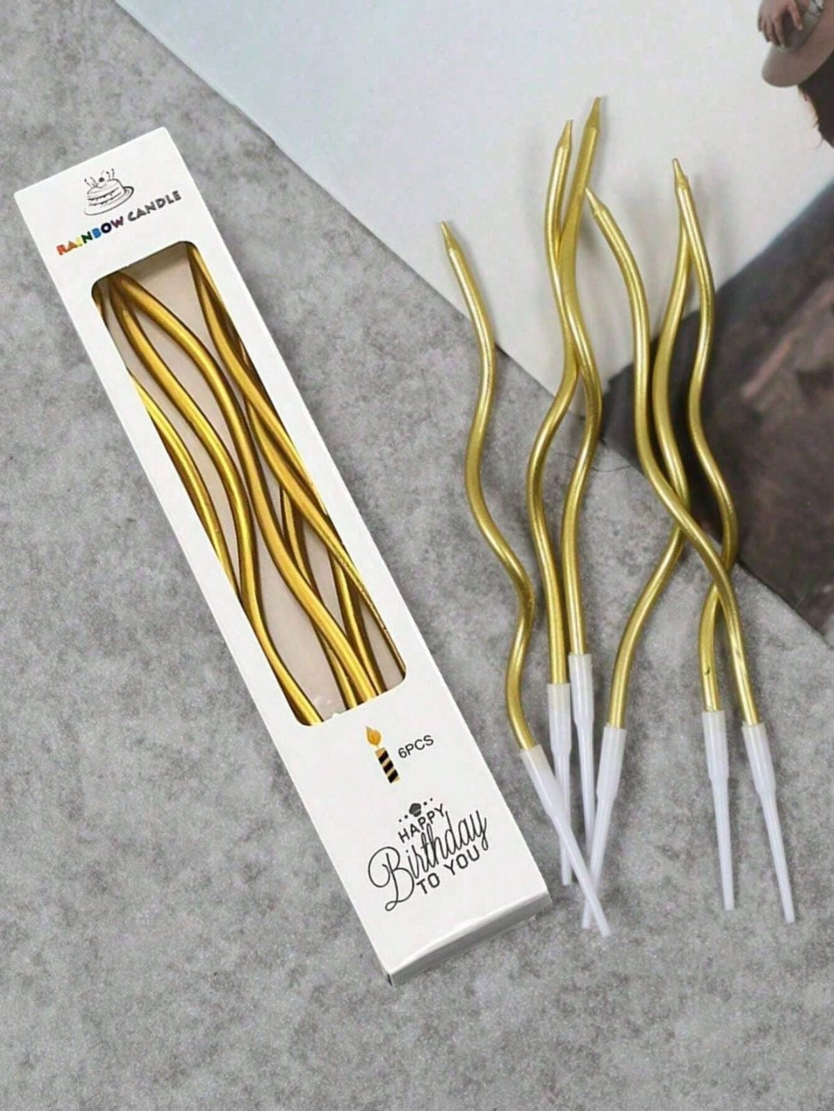 Velas en espiral doradas de 6 & 1 unidad