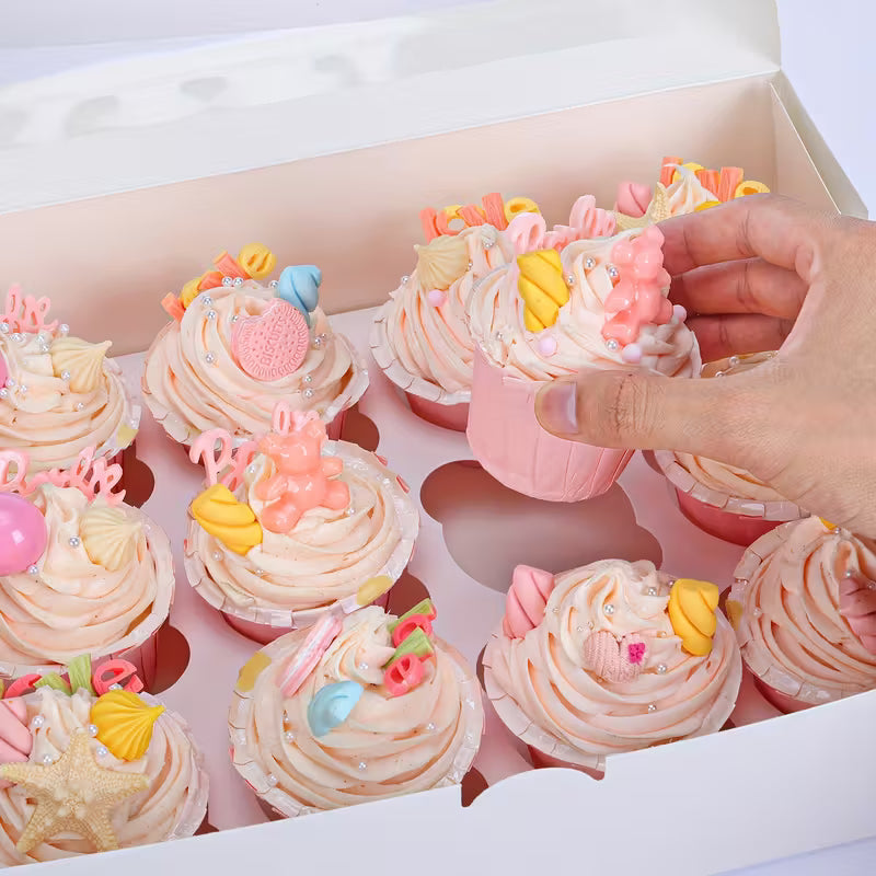 Cajas para Cupcakes con Ventanas y Divisores - 12 Unidades