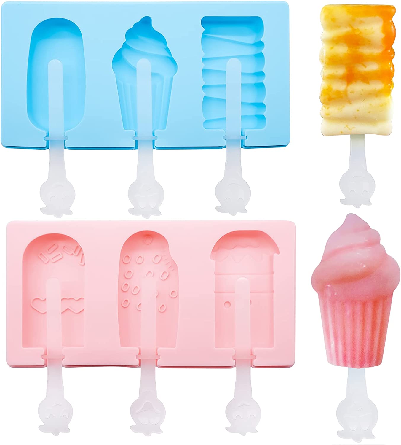 Molden de Paletas de 3 Cavidades de Silicona