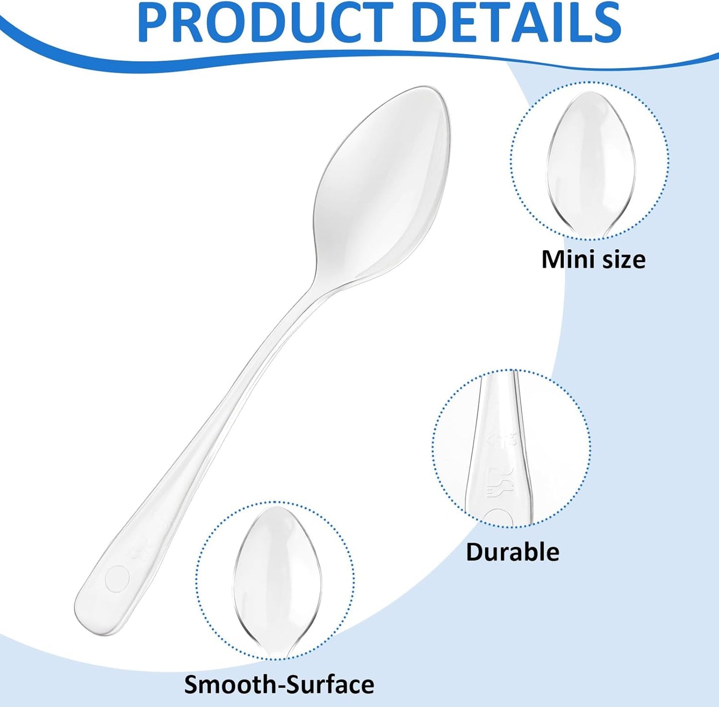 Cucharitas de Postre Transparentes 4" 50 Piezas