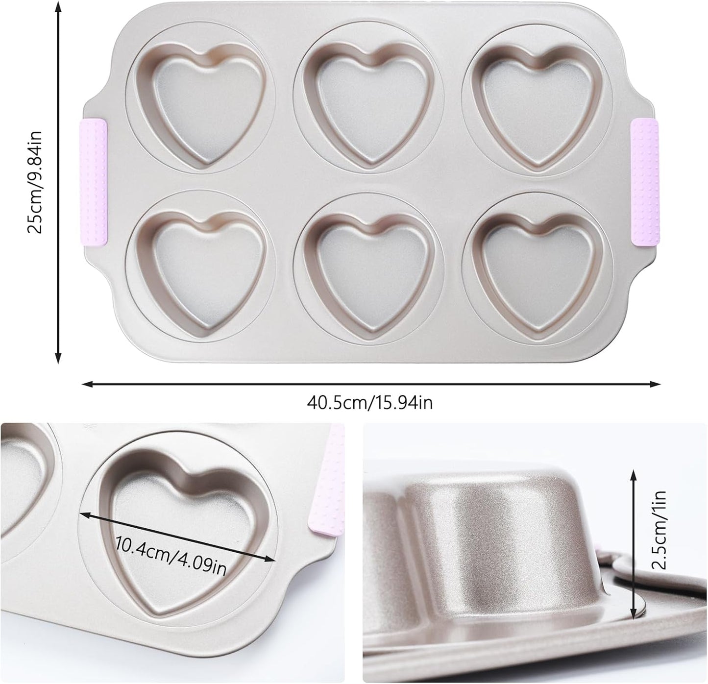 Molden Para Pastele de Forma de Corazon 6 Cavidades