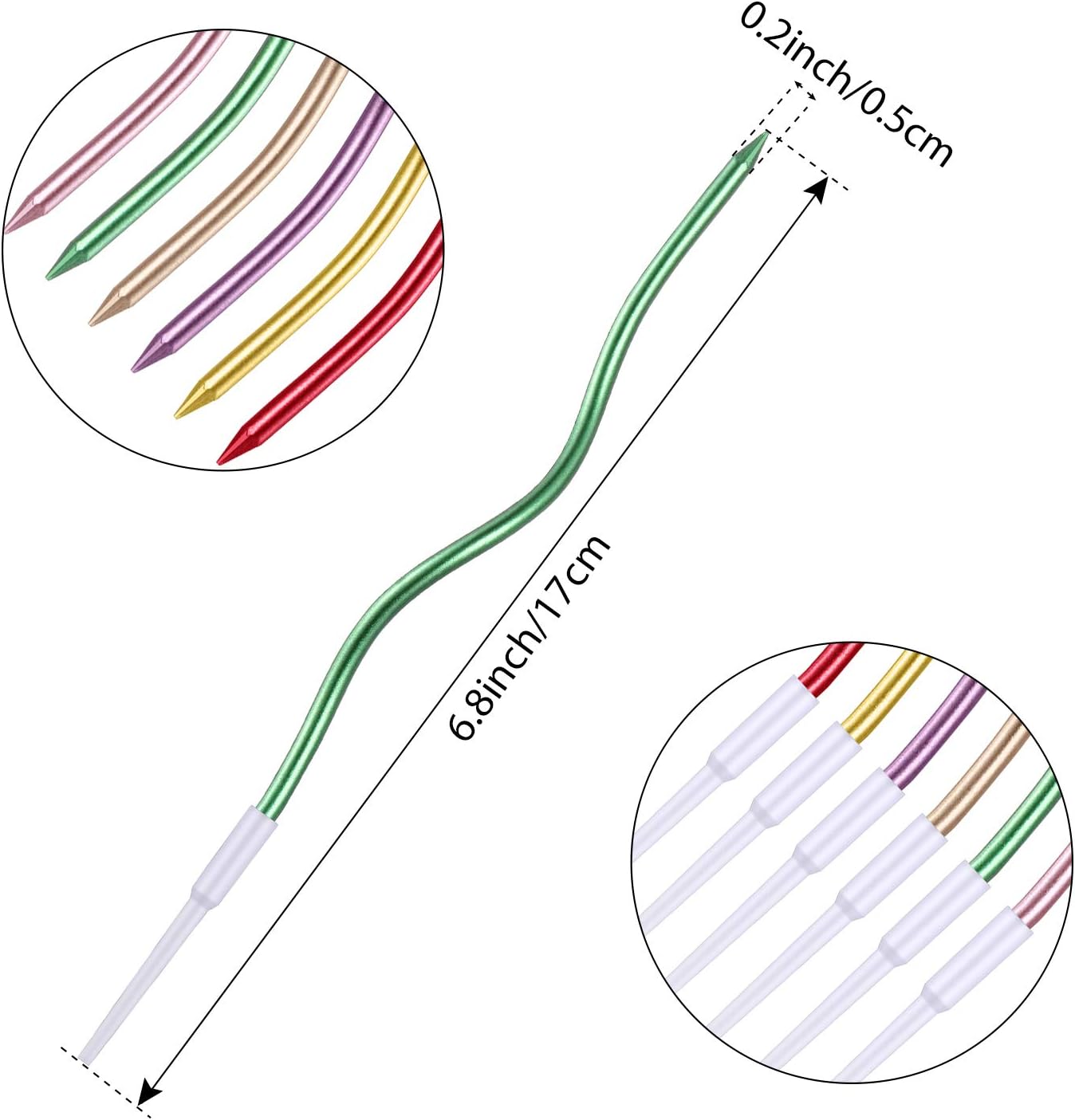 velas en espiral para pastel de cumpleaños set de 6 & 1 unidad