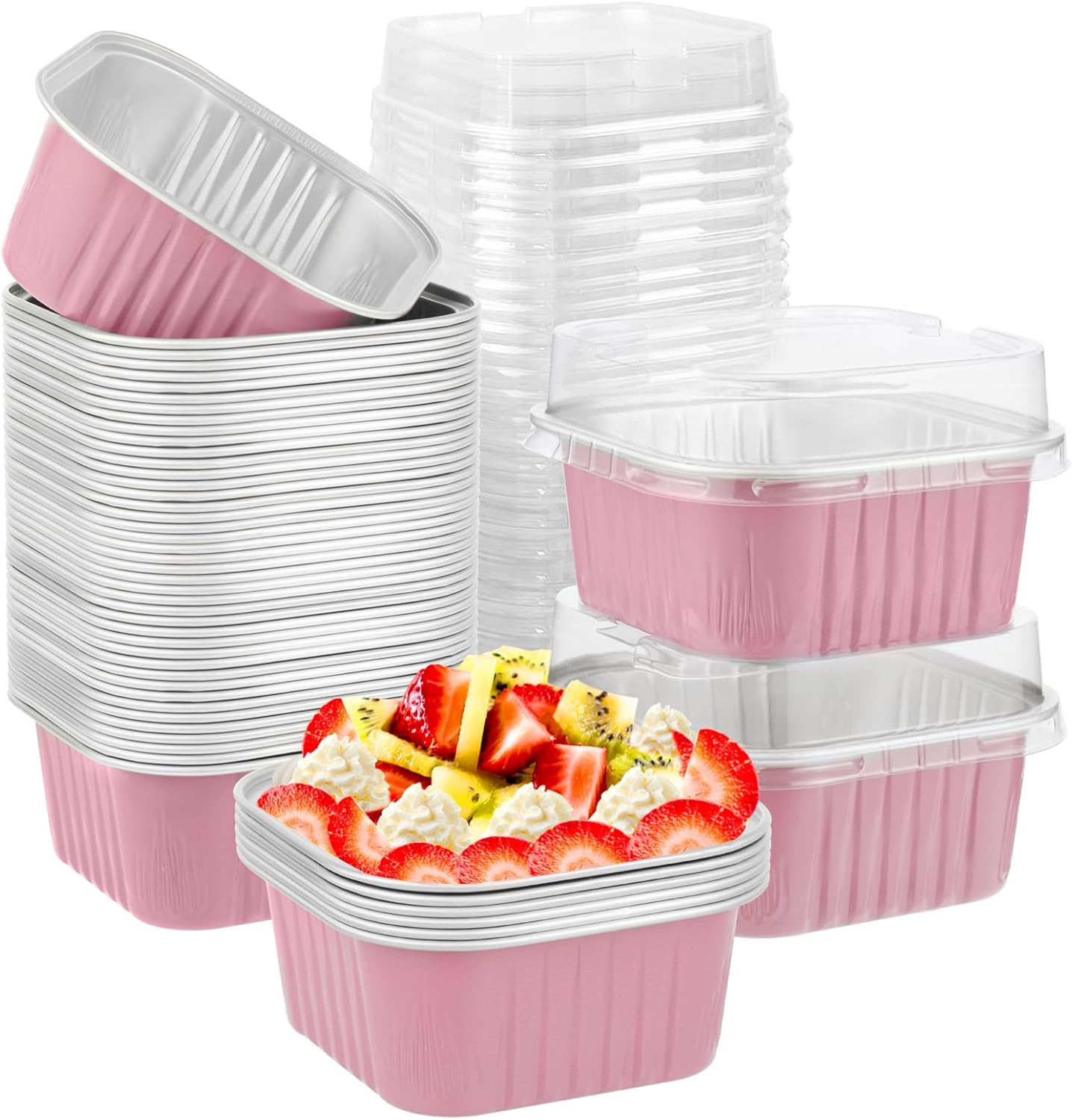 Envase para Porcione Cuadrado Rosado 5 oz
