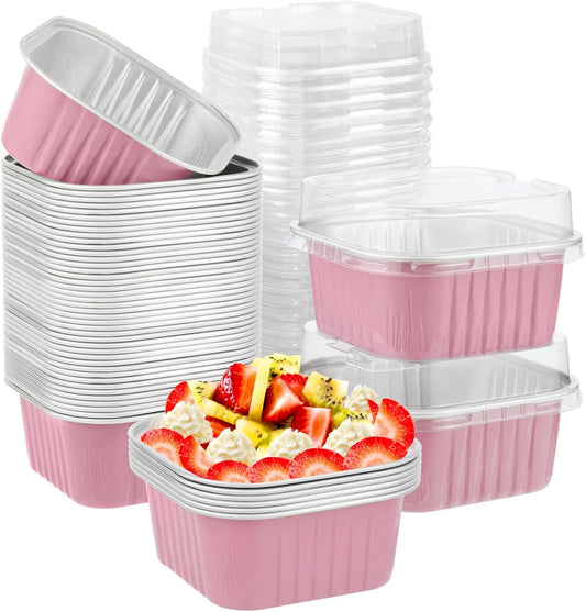 Envase para Porcione Cuadrado Rosado 5 oz