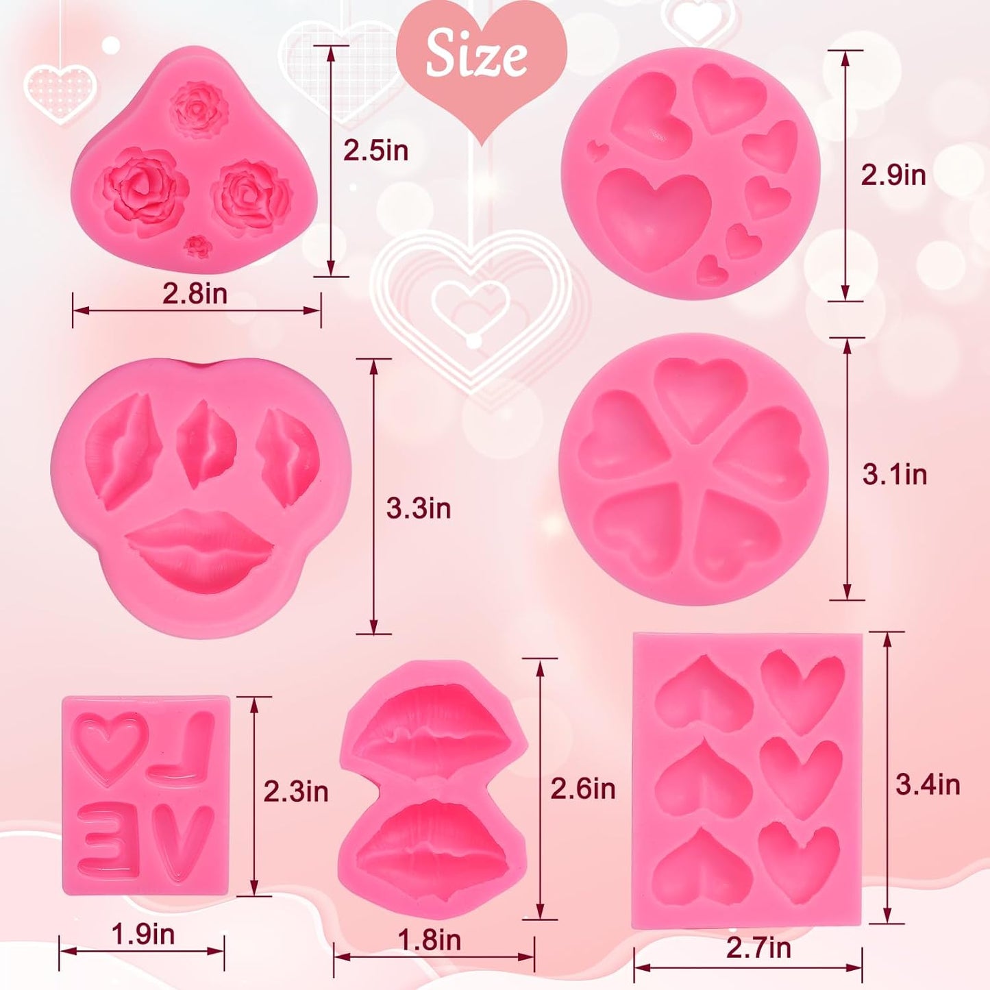 Juego de moldes de silicona para pasteles de San Valentín