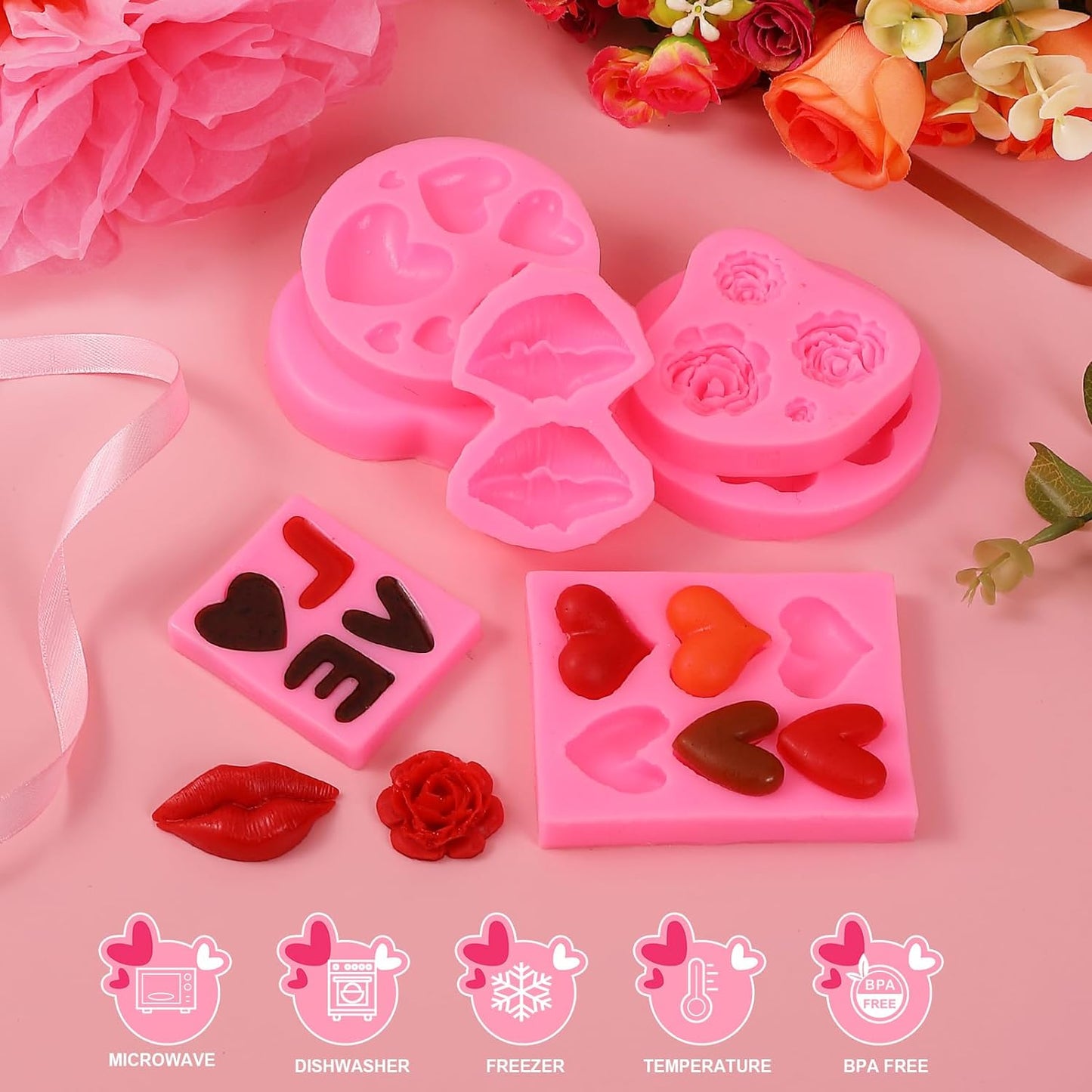 Juego de moldes de silicona para pasteles de San Valentín