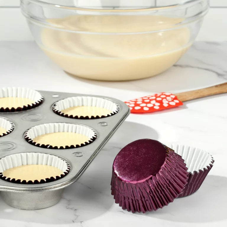 Forros para cupcakes, color rosa metálico, 24 unidades