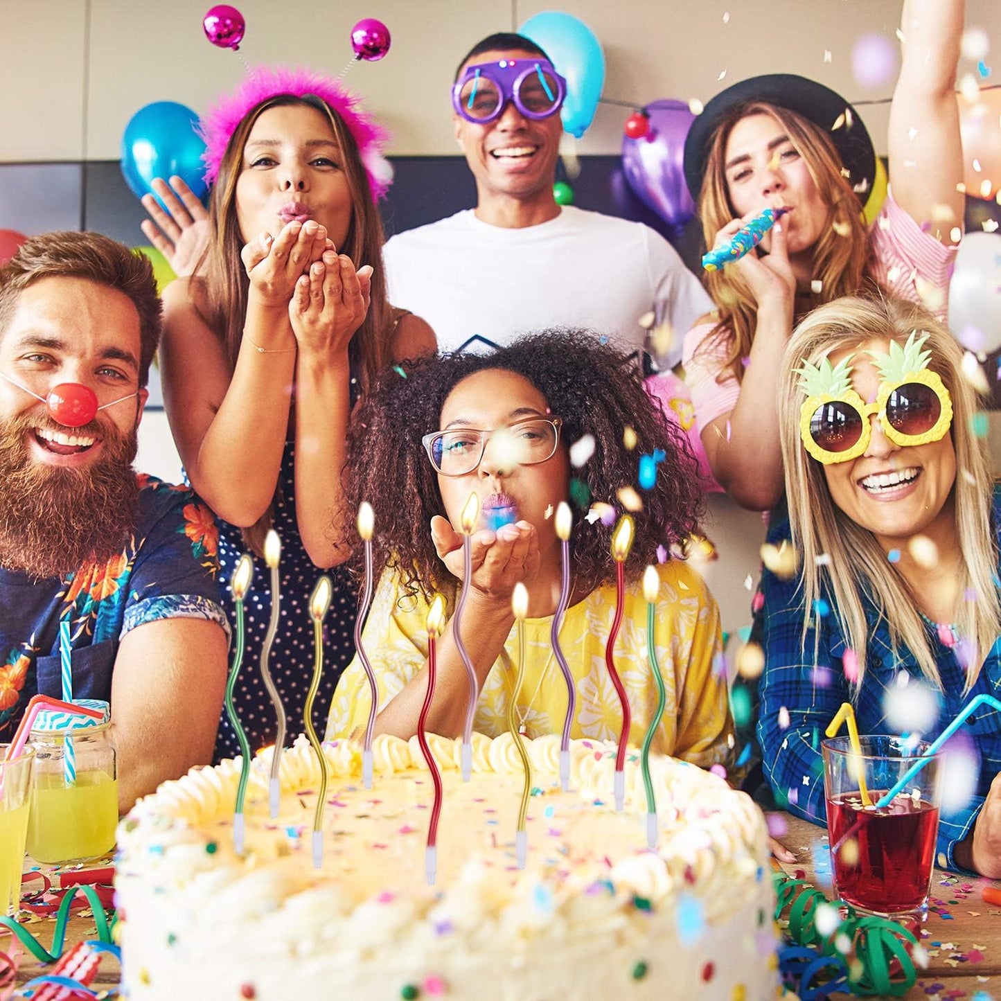 velas en espiral para pastel de cumpleaños set de 6 & 1 unidad