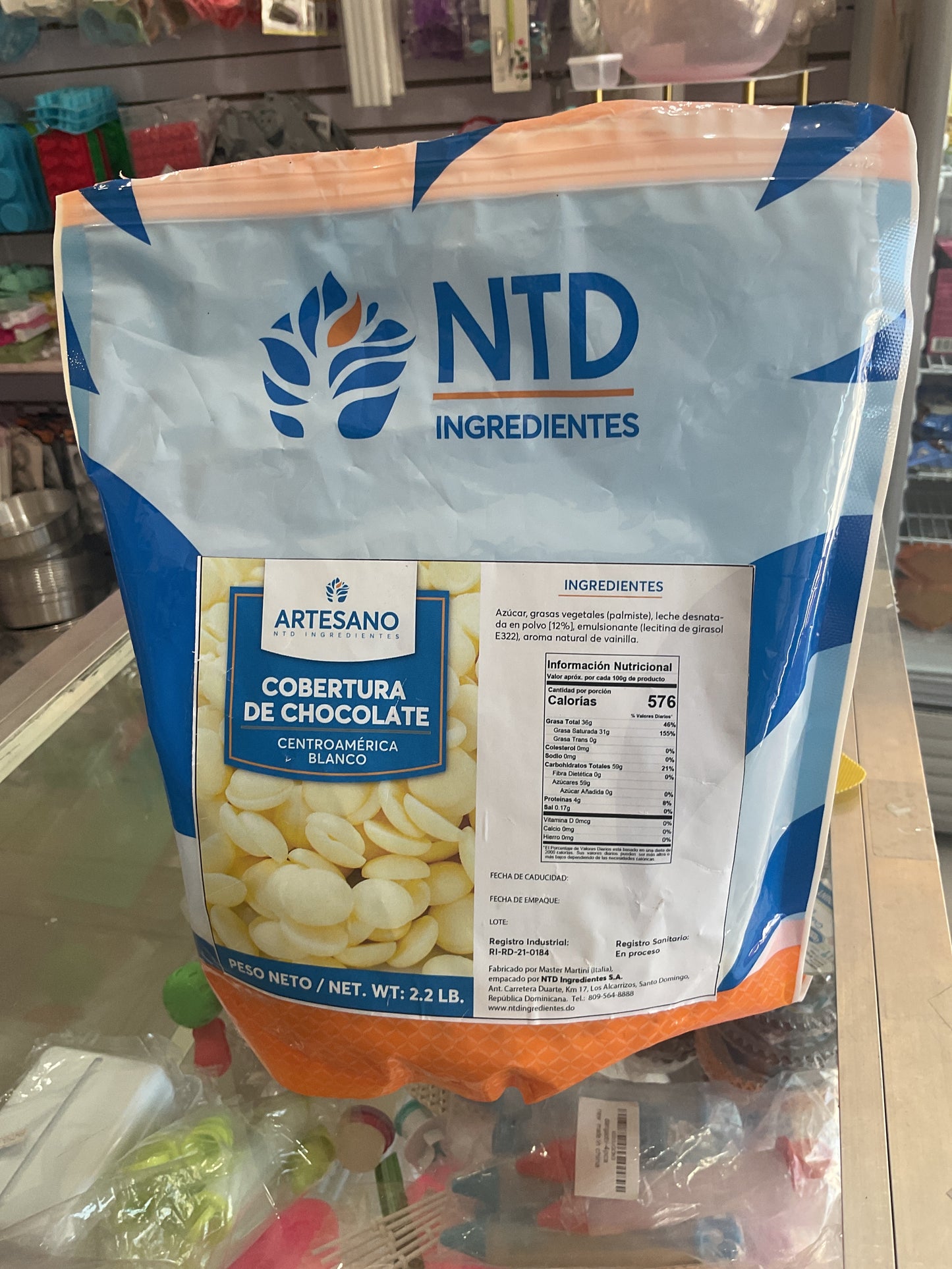 Cobertura de chocolate blanco 2.2 LB