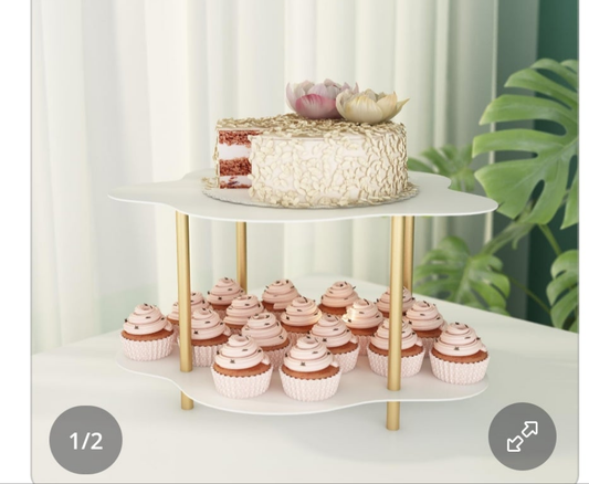 Soporte acrílico para bizcocho de 2 niveles,