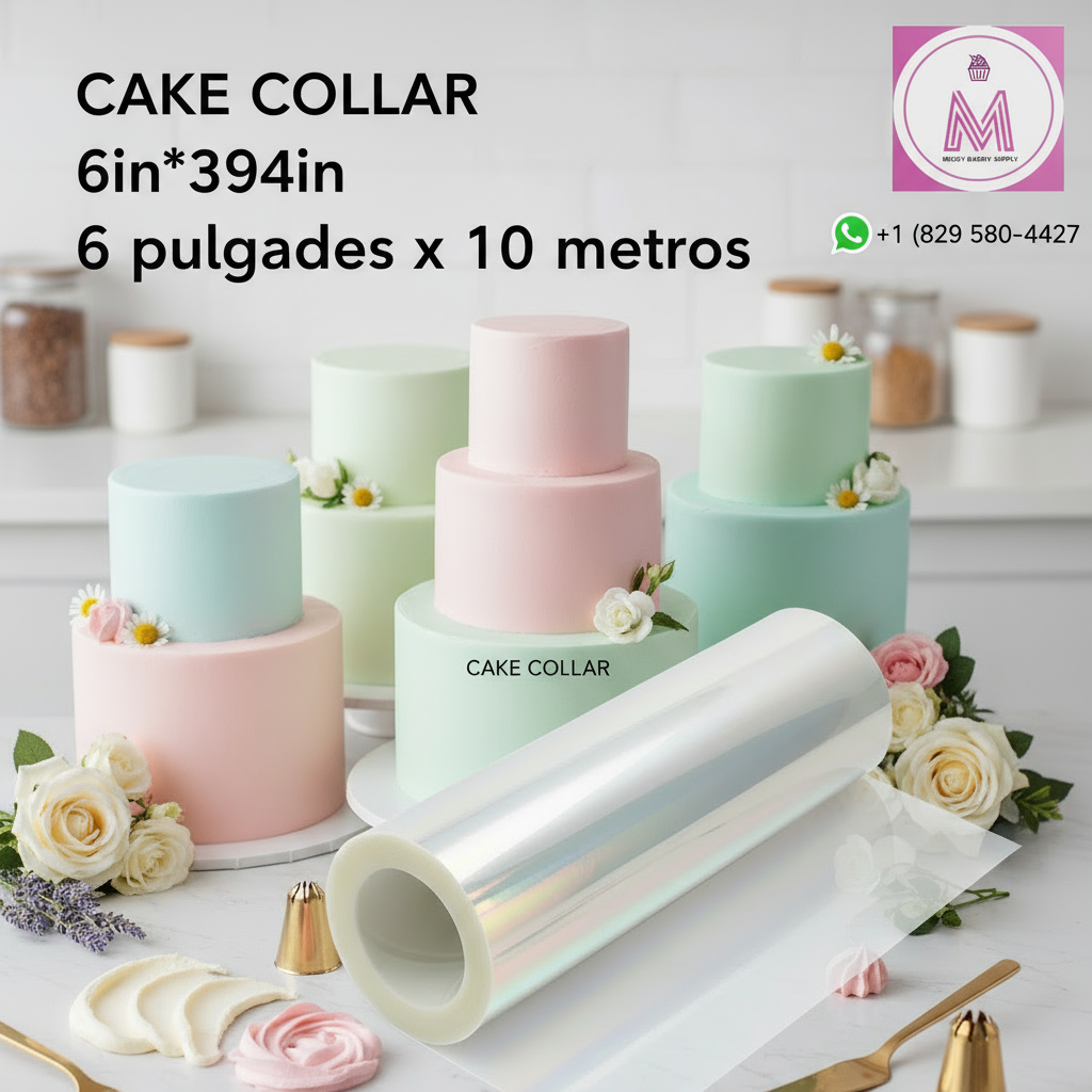 Cake collar product with Mechy Bakery Supply branding