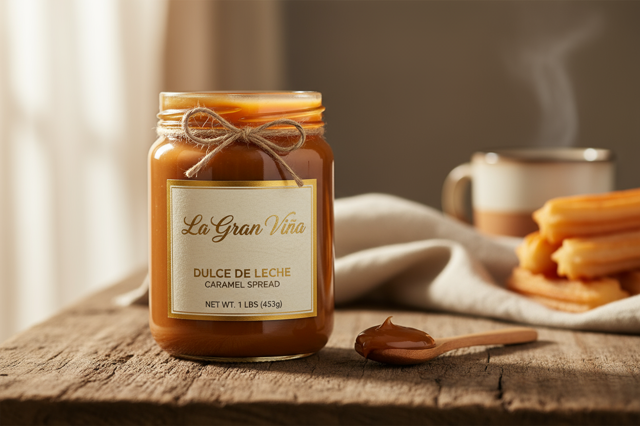 Dulce de Leche en mesa rústica