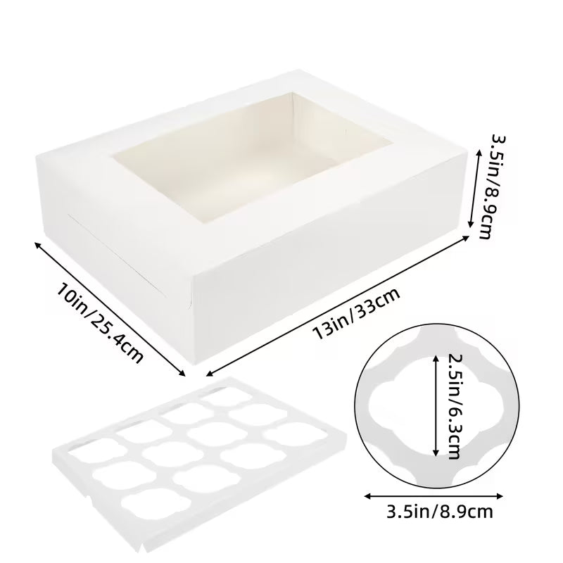 Cajas para Cupcakes con Ventanas y Divisores - 12 Unidades