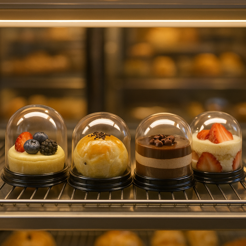 Envases en vitrina de panadería