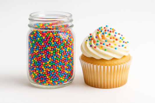 Granjeas en frasco con cupcake decorado