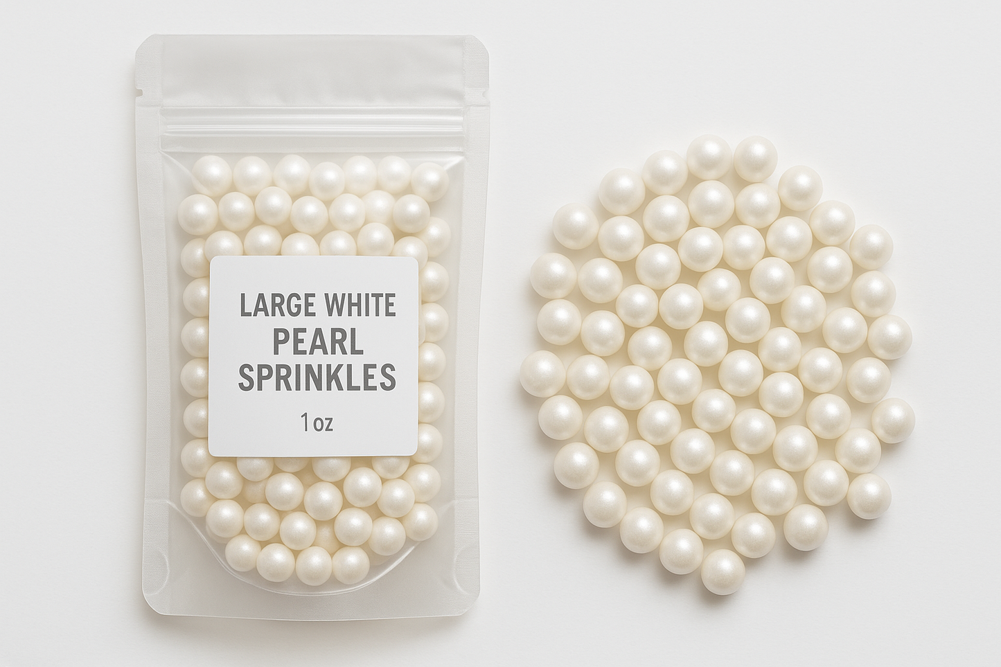 Large white pearl sprinkles for baking