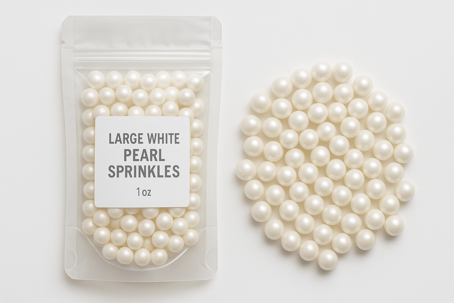 Large white pearl sprinkles for baking