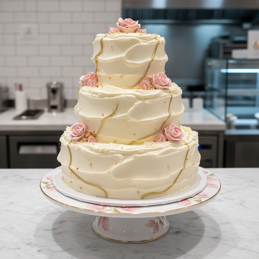 Pastel decorado con crema