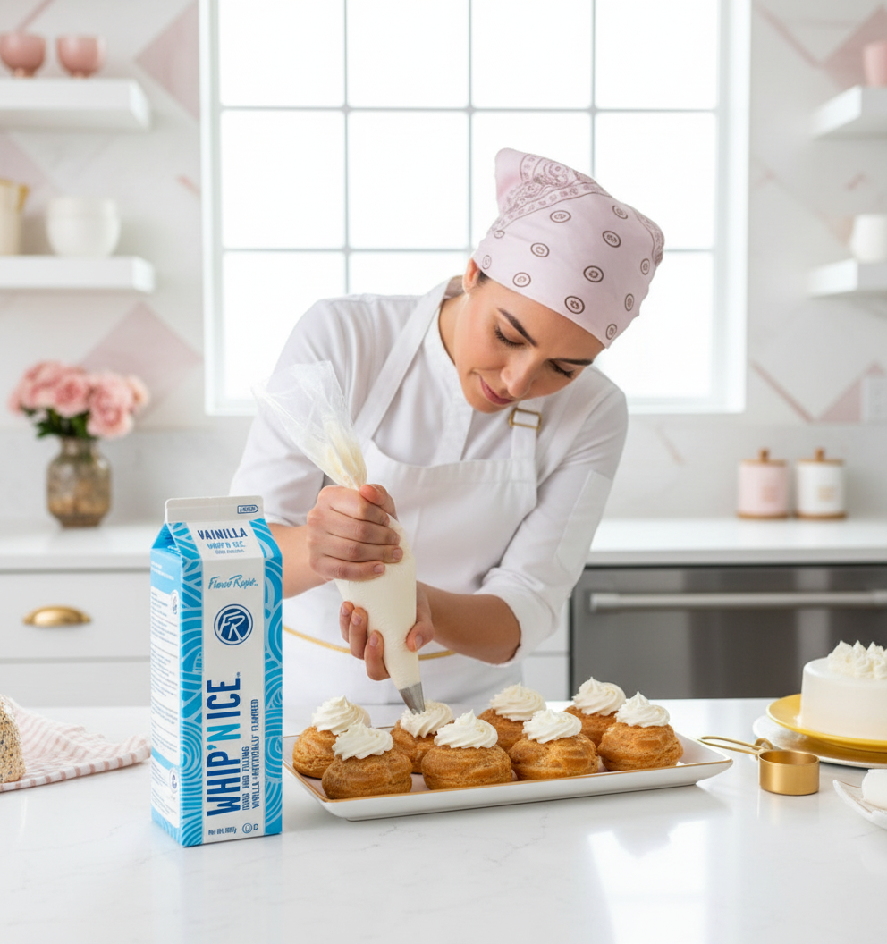 Pastelero aplicando crema
