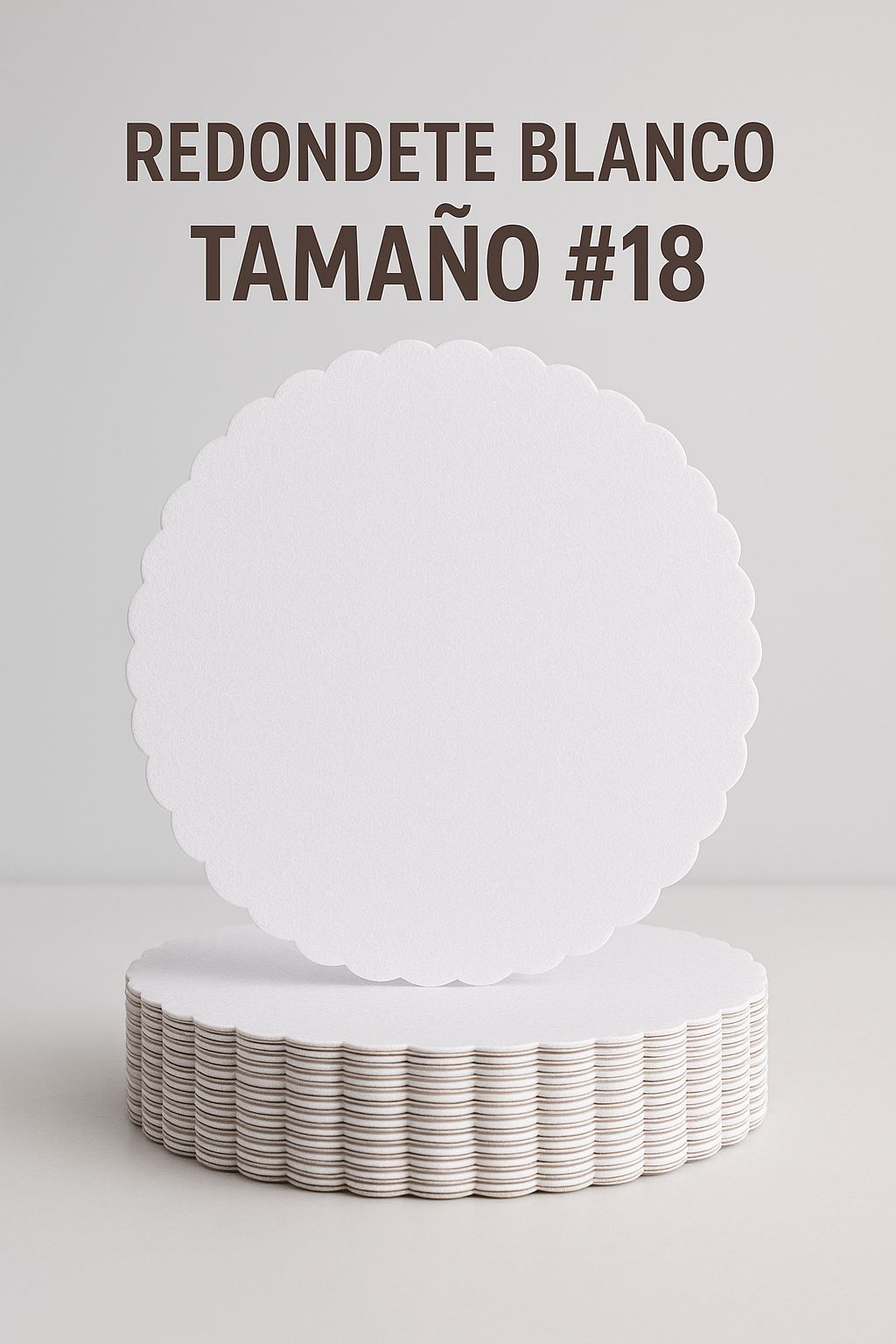 Redondete Blanco # 18 con indicación de tamaño