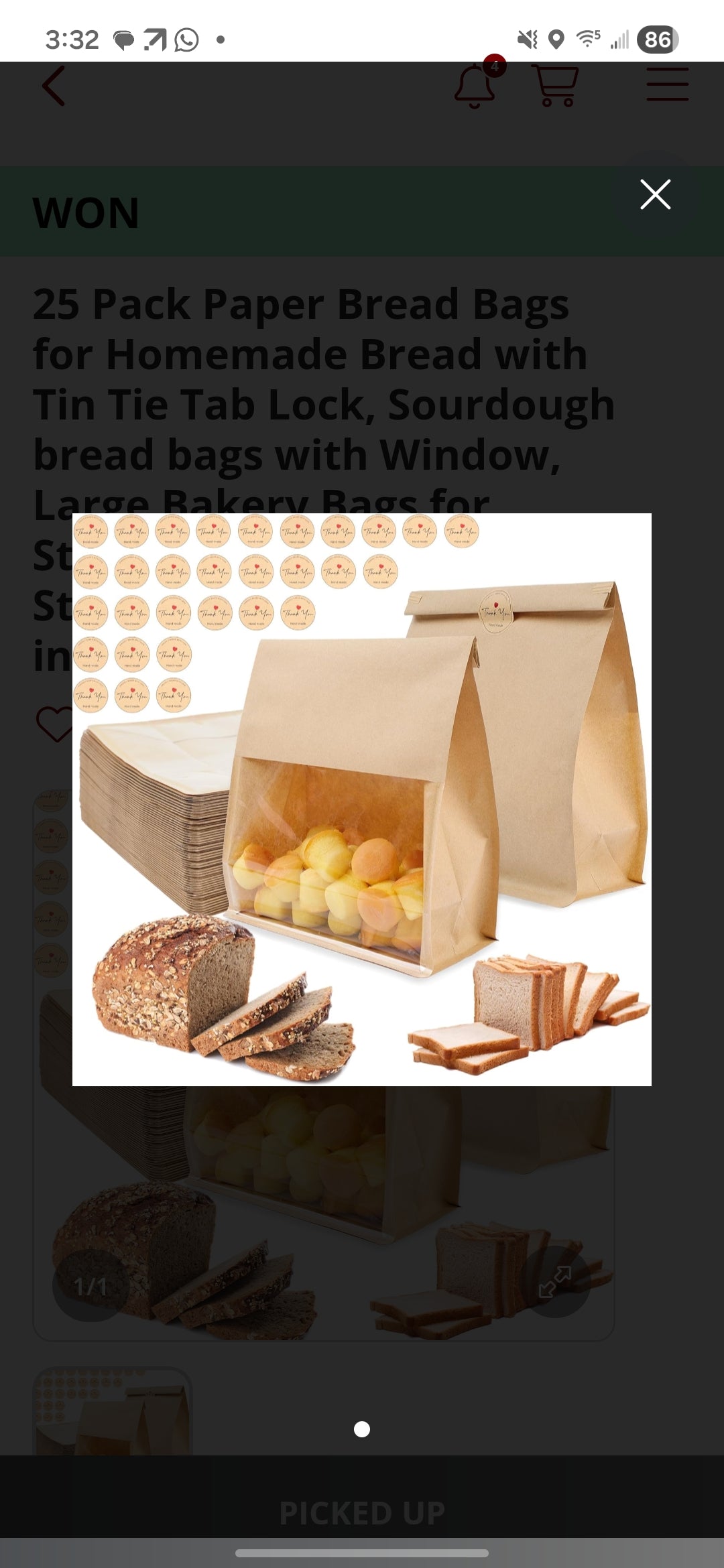 bolsa de papel para panadería Kraft 10 paq