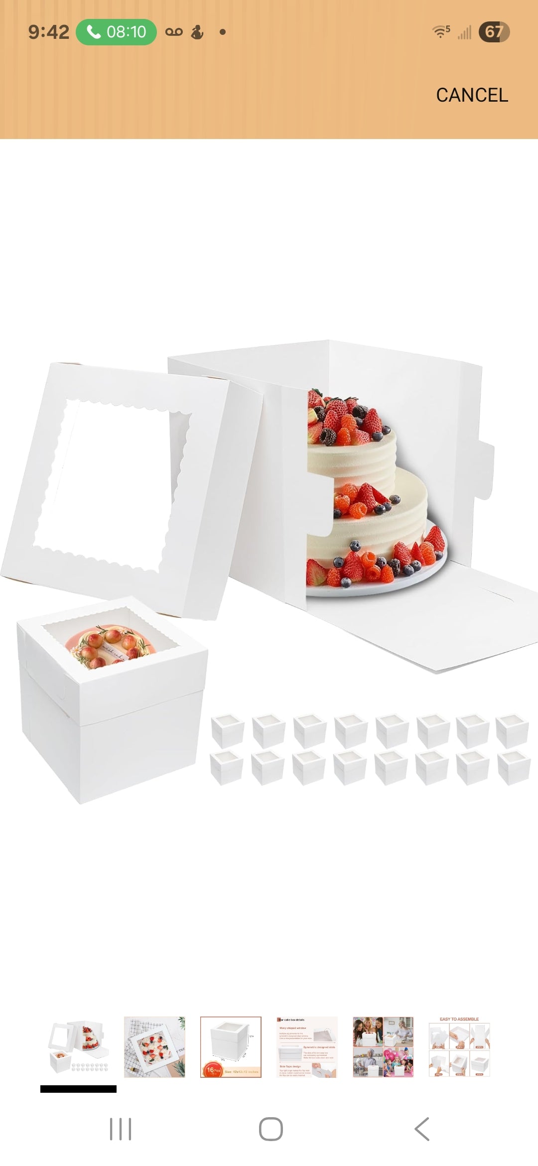 Caja 12 x 12 x 14 alta para bizcocho