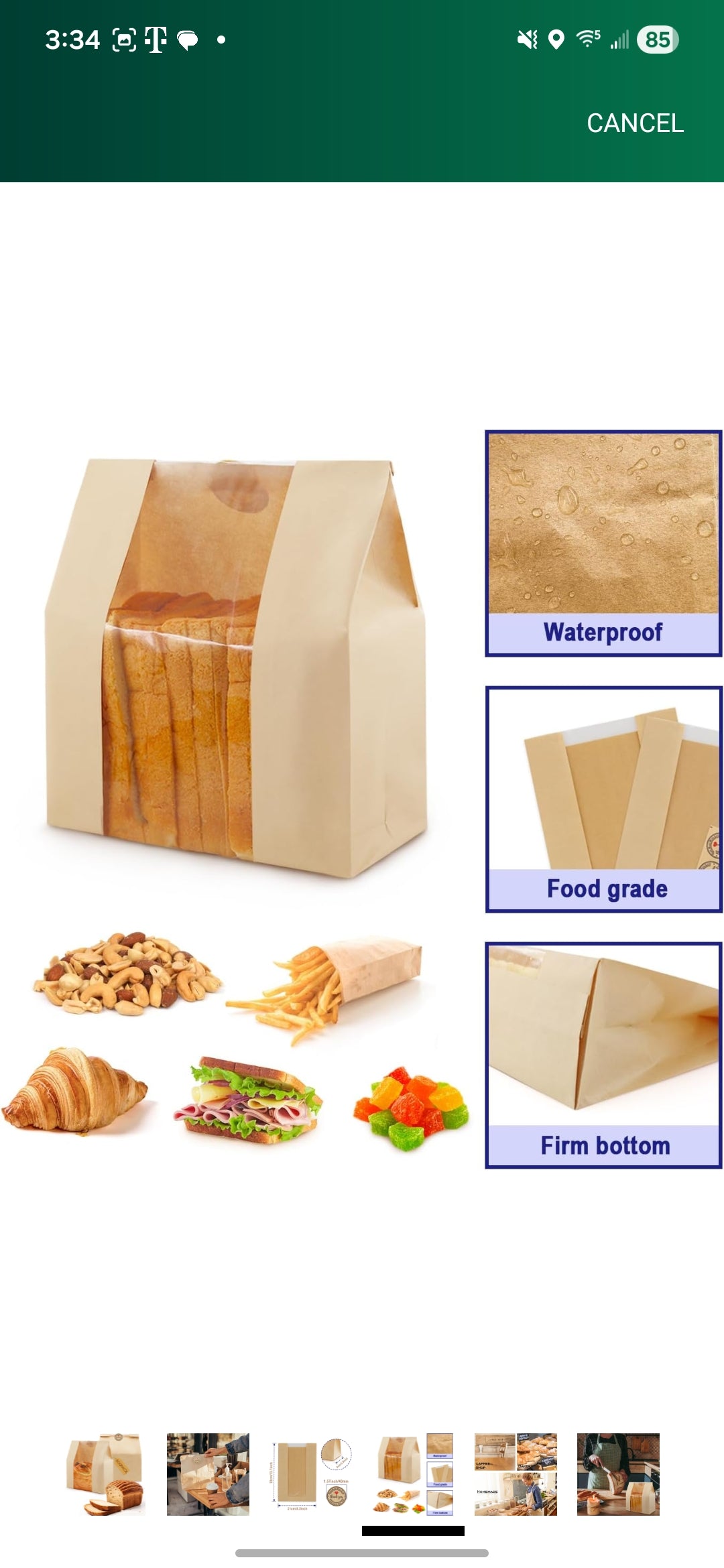 bolsa de papel para panadería Kraft 10 paq