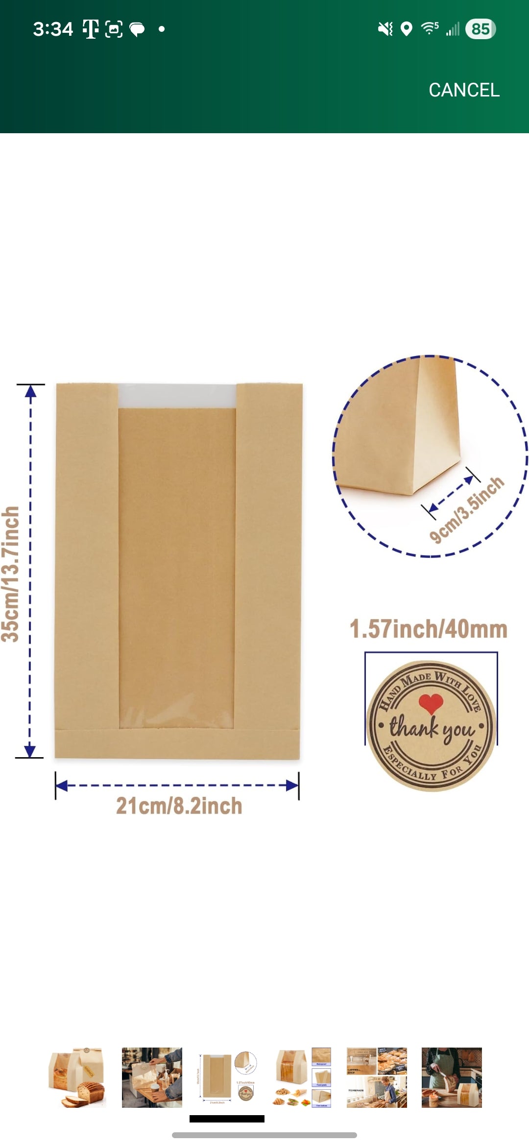 bolsa de papel para panadería Kraft 10 paq