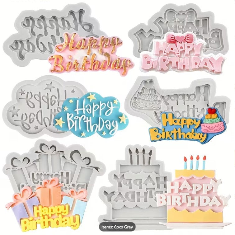 Molde de silicona de feliz cumpleaños