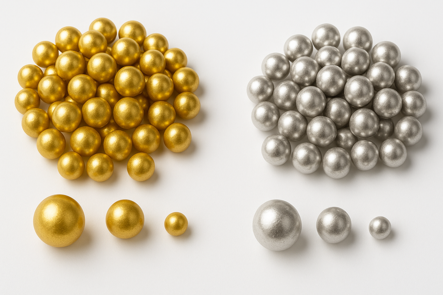 Surtido de bolas doradas y plateadas