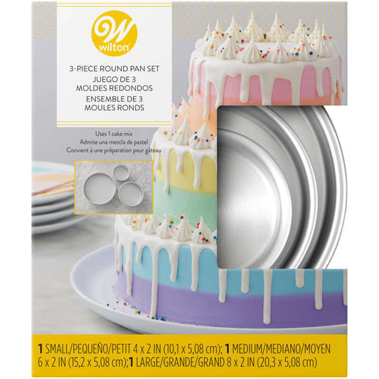 Moldes para pasteles redondos de aluminio, juego de 3 piezas con moldes para pasteles de 8, 6 y 4 pulgadas