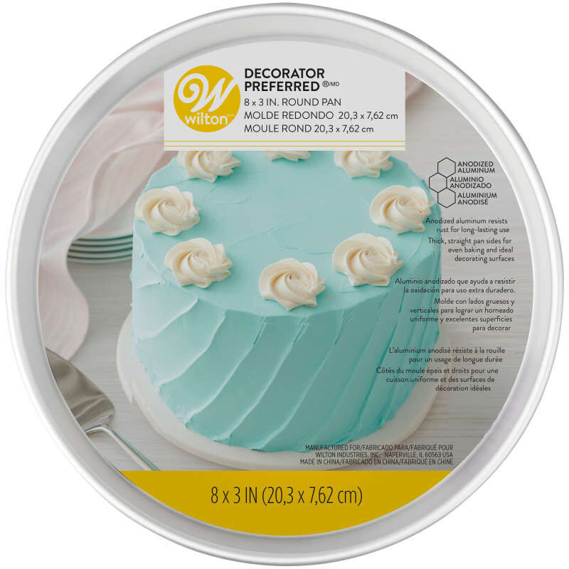 Molde redondo de aluminio para pasteles Decorator Preferred de 8 x 3 pulgadas
