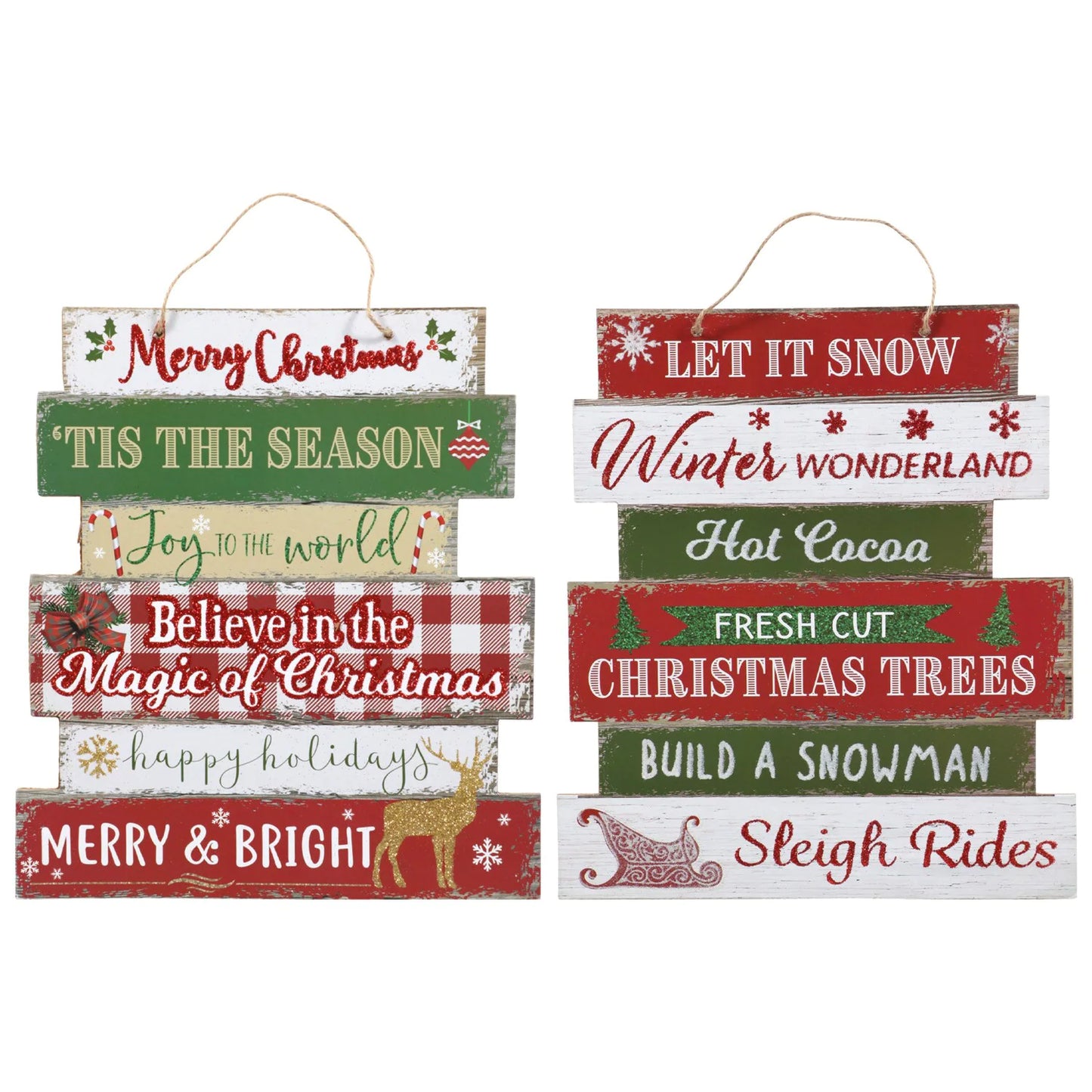 Letreros de Sentimientos de Tablero de Listones de Casa de Navidad, 10.5x11.5 pulg.