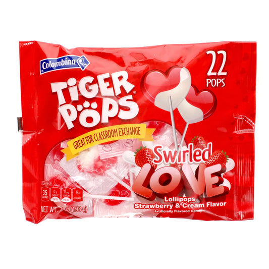 Piruletas Colombina Tiger Pops Corazones Arremolinados 7 oz