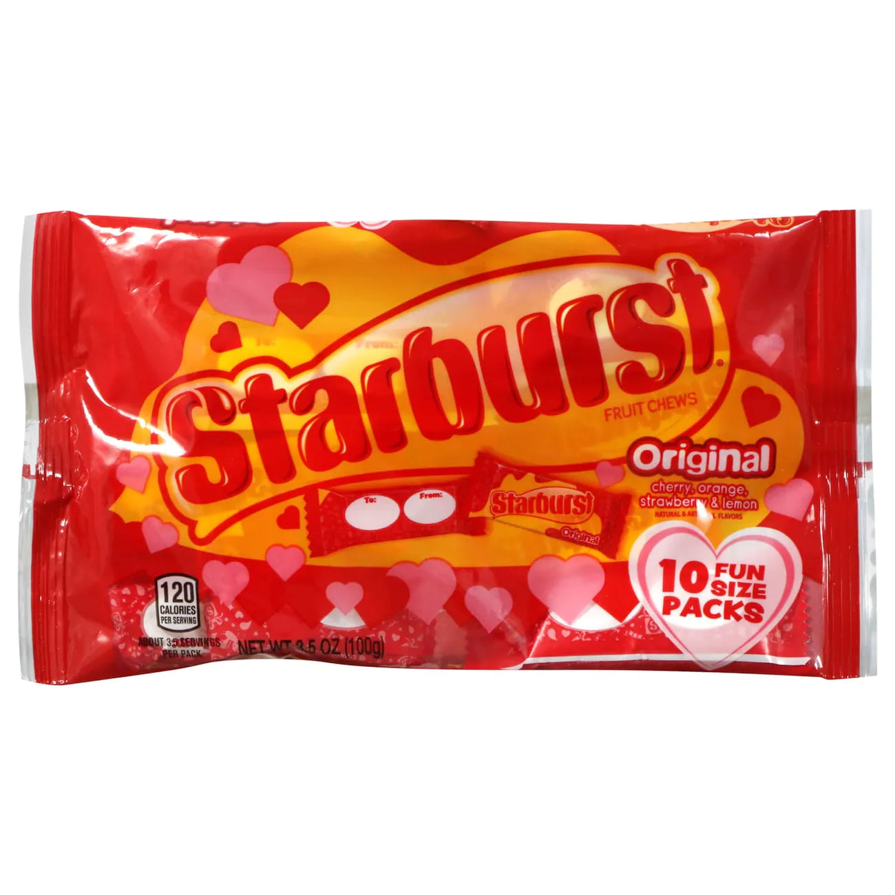 Caramelo masticable de frutas tamaño divertido para el día de San Valentín Starburst, 10 u.